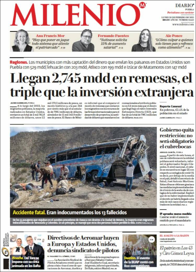 Portada de Milenio de Puebla (M&eacute;xico)