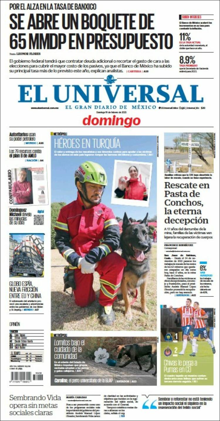 Portada de El Universal (México)