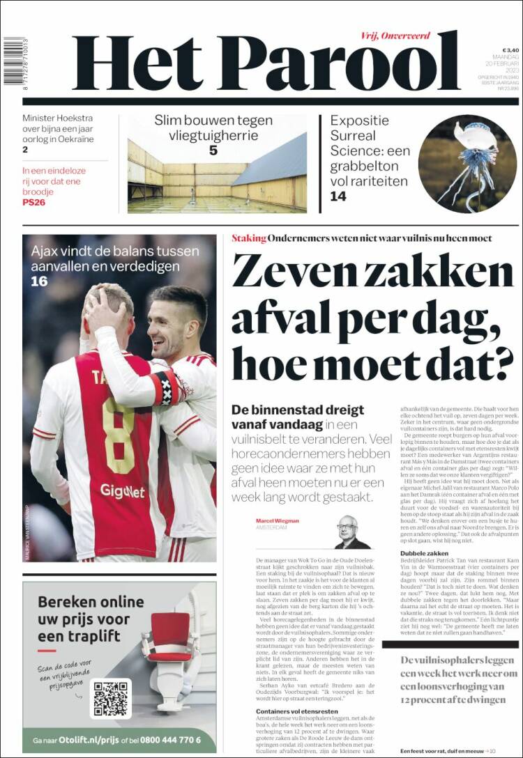 Portada de Het Parool (Países Bajos)