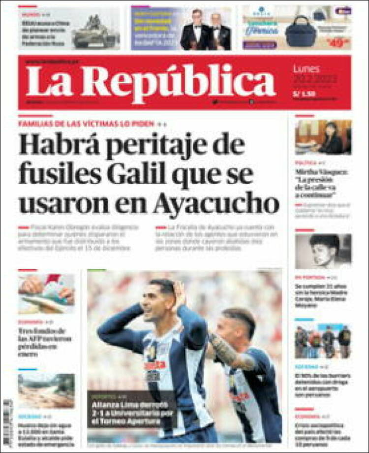 Portada de La Republica (Perú)