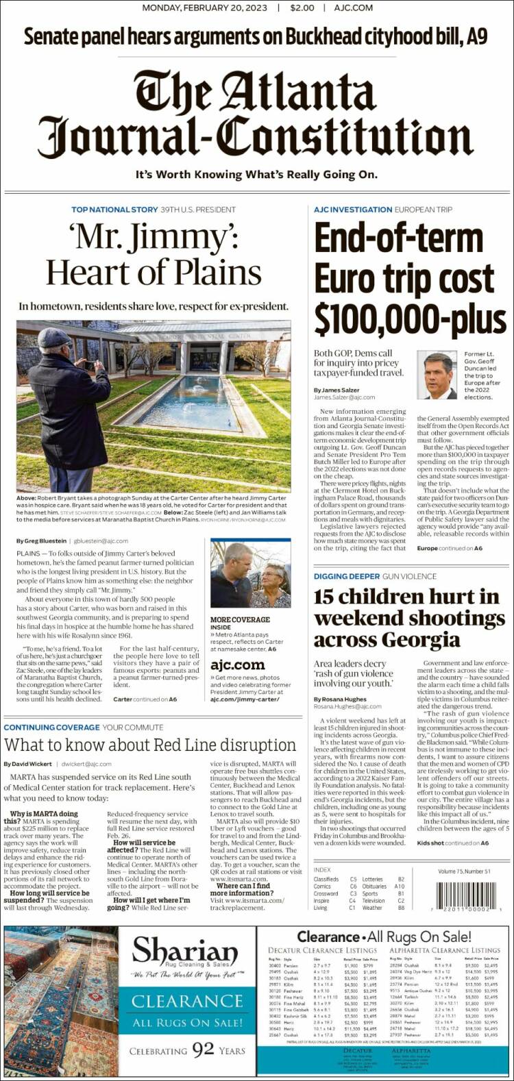 Portada de The Atlanta Journal-Constitution (USA)