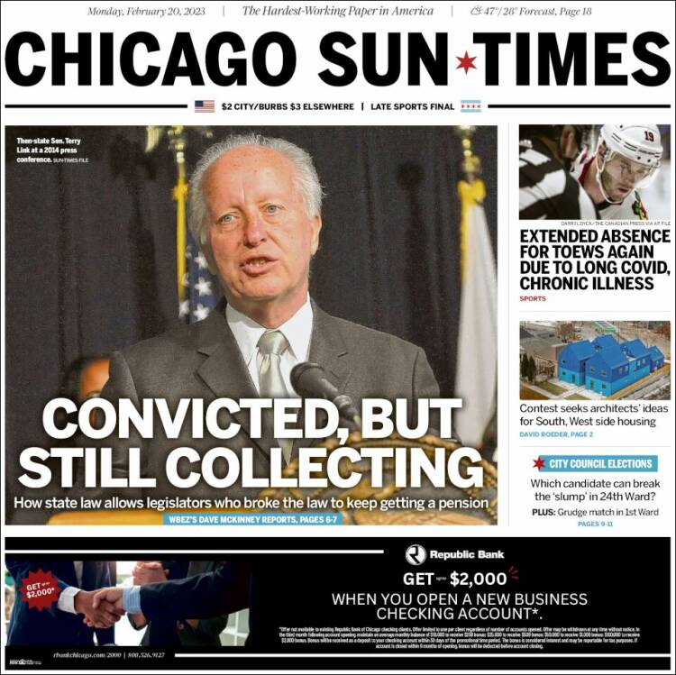 Portada de Chicago Sun-Times (USA)