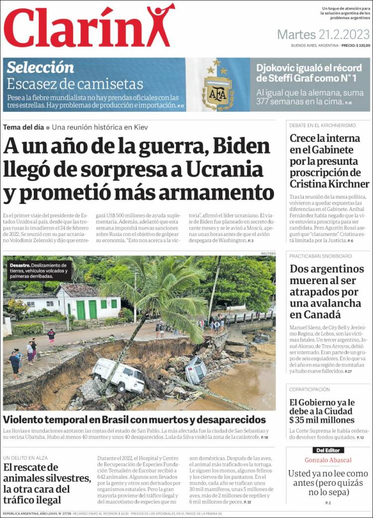 Portada de Clarín (Argentina)