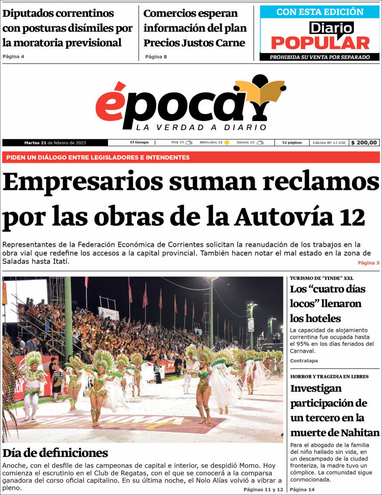 Portada de Diario Época (Argentina)