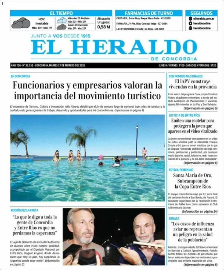 Portada de El Heraldo de Concordia (Argentina)