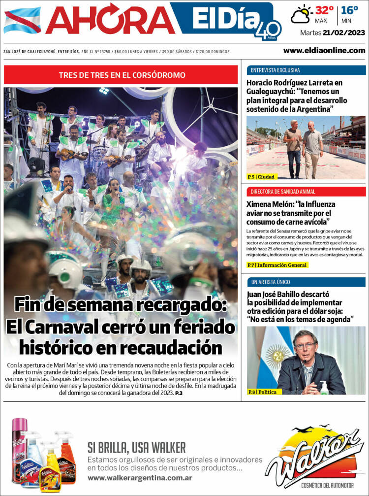 Portada de El Día de Gualeguaychú (Argentina)