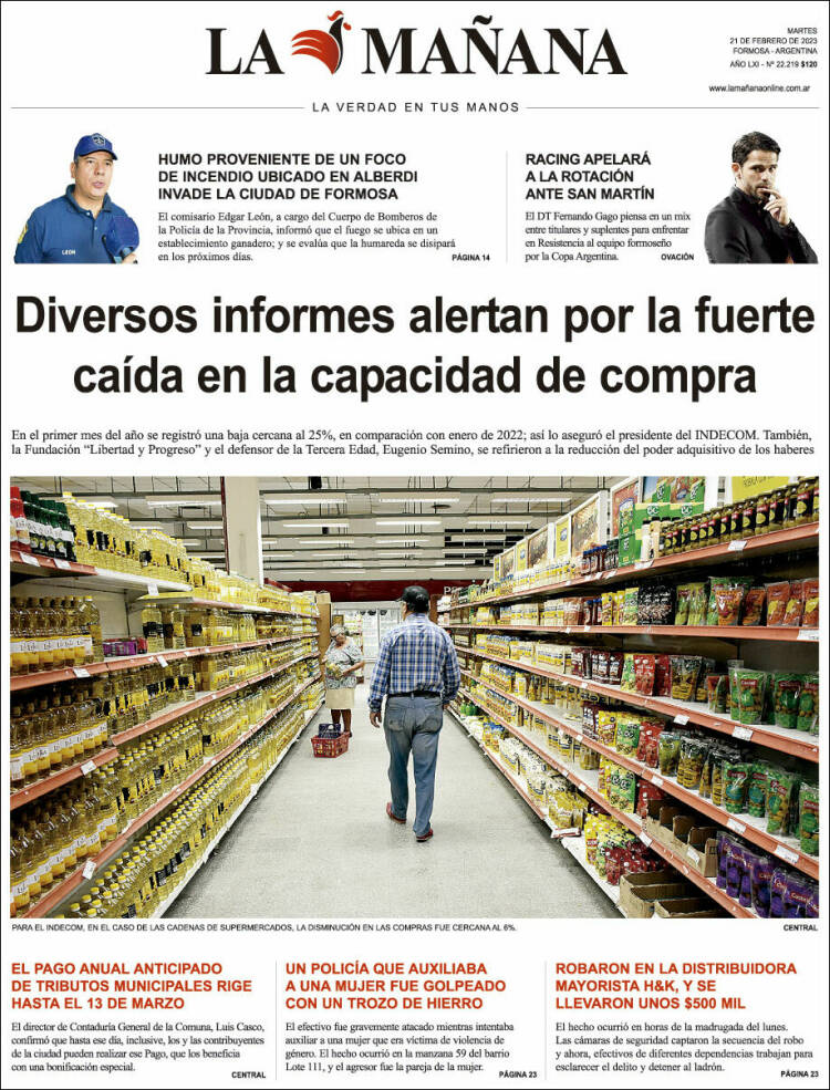 Portada de Diario La Mañana (Argentina)