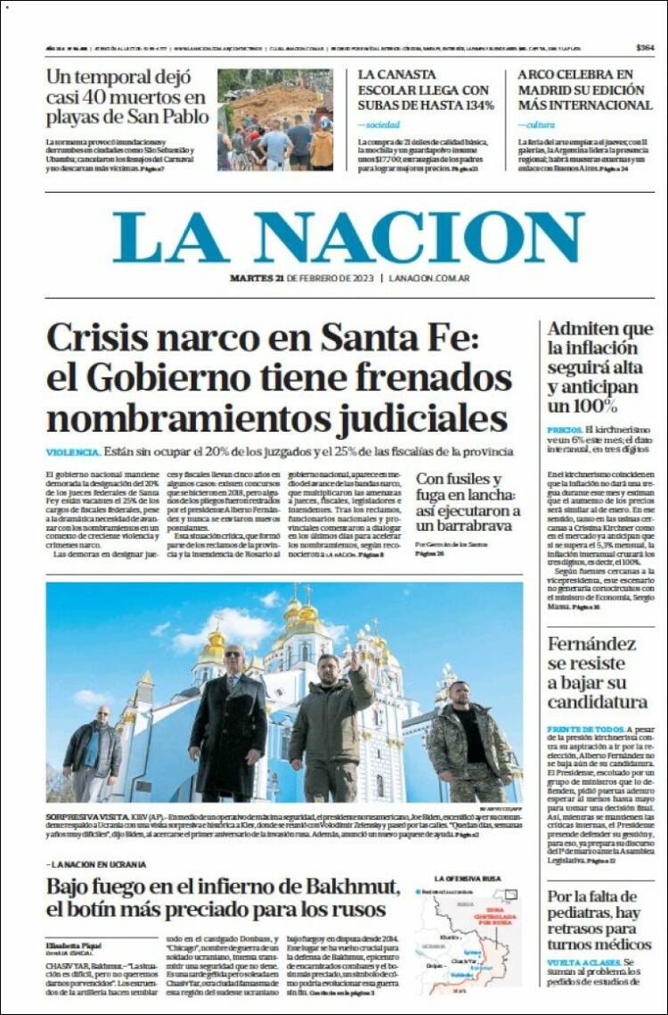 Portada de La Nación (Argentina)