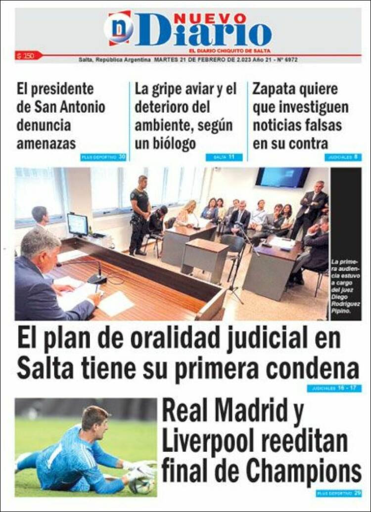 Portada de Nuevo Diario de Salta (Argentina)