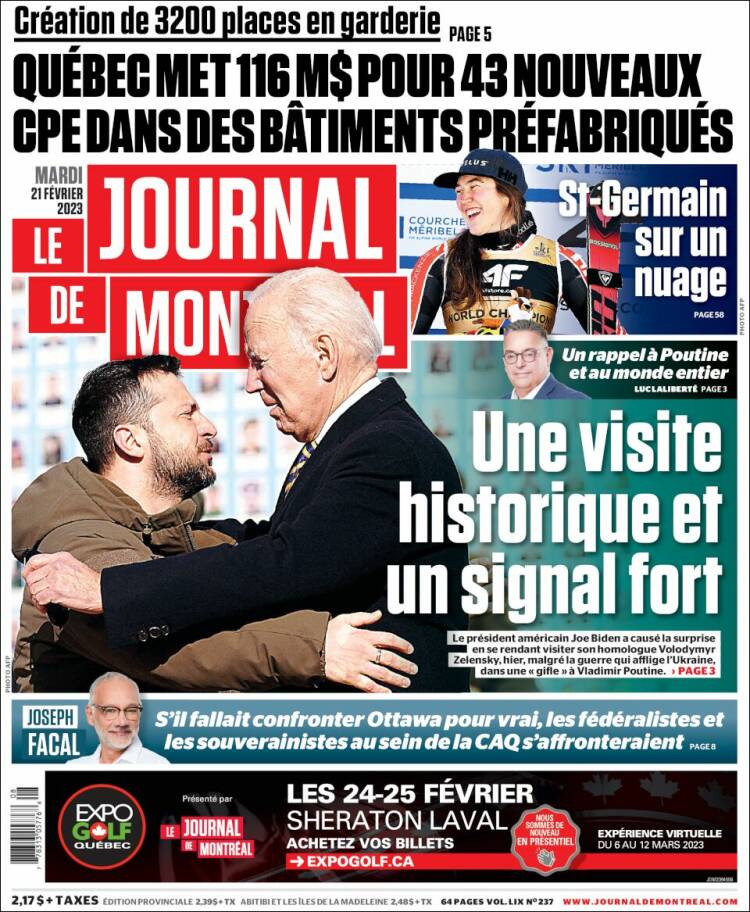 Portada de Le Journal de Montréal (Canada)