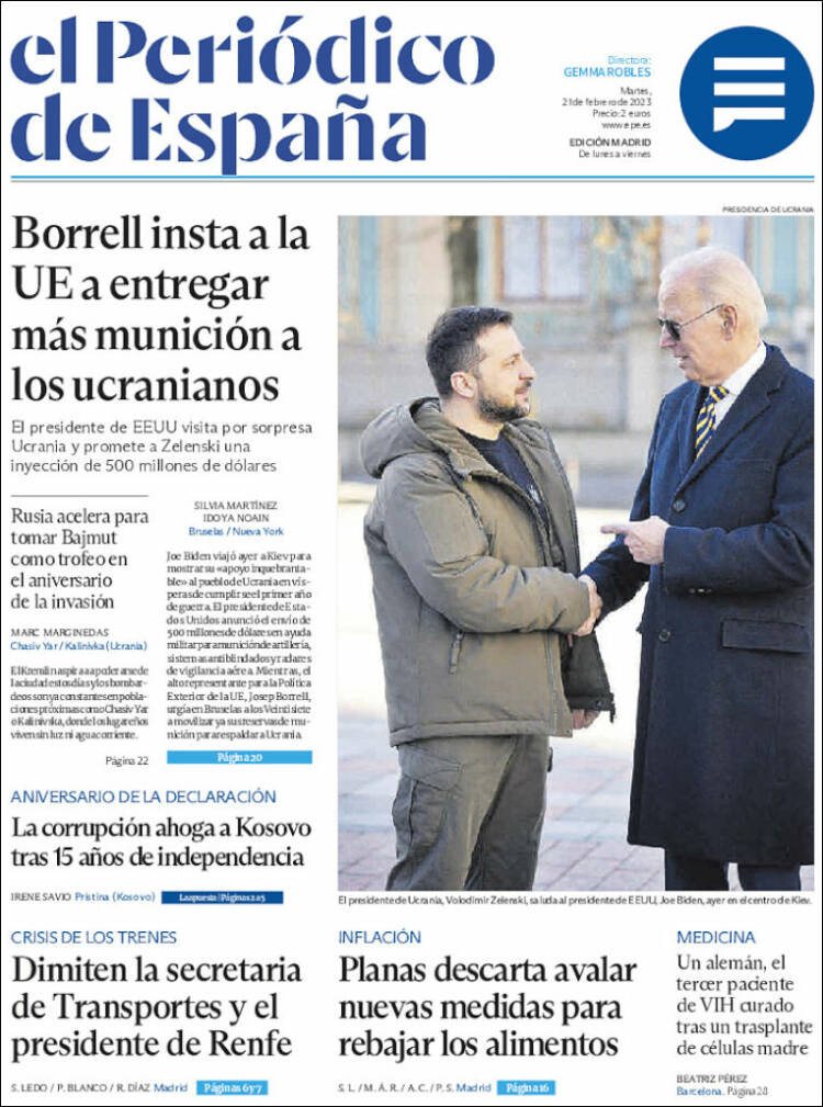 Portada de El Periódico de España (España)