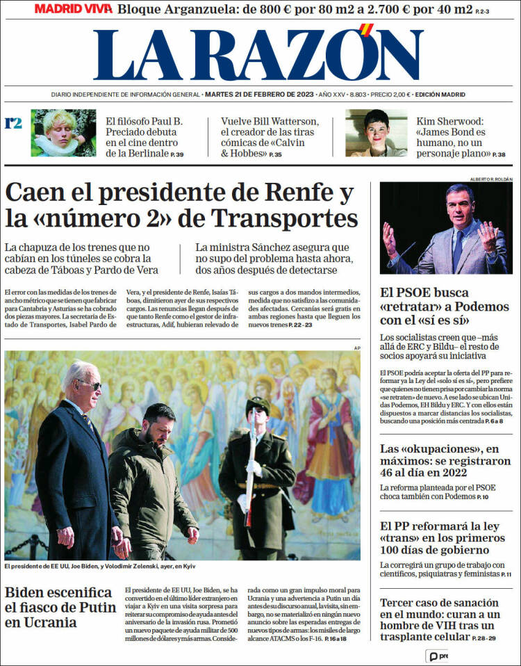 Portada de La Razón (Spain)