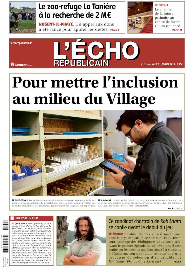 Portada de L'Echo Républicain (Francia)