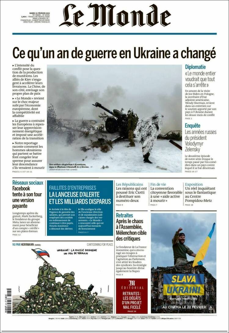 Portada de Le Monde (France)