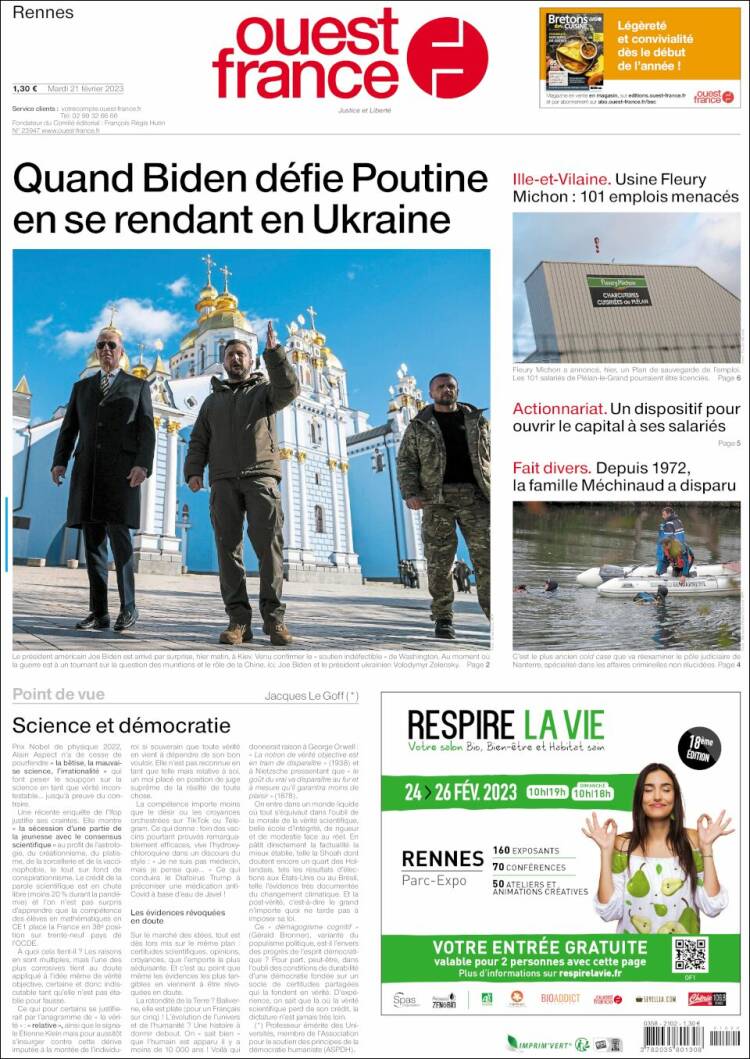 Portada de Ouest France (Francia)