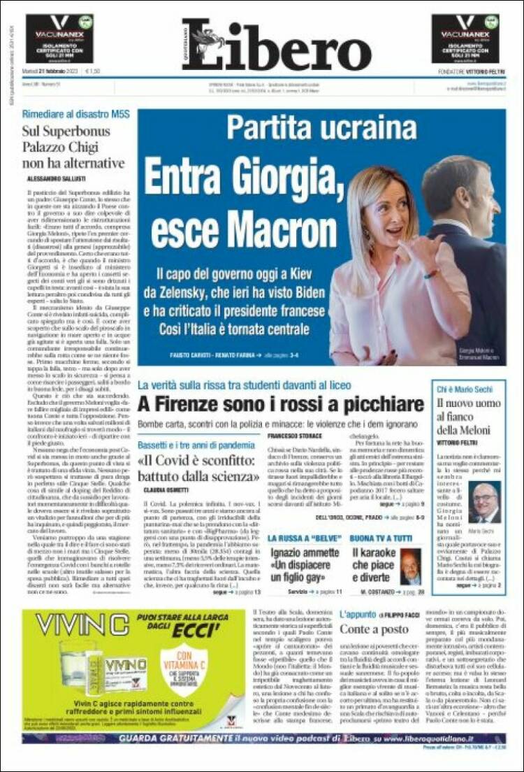 Portada de Libero (Italie)