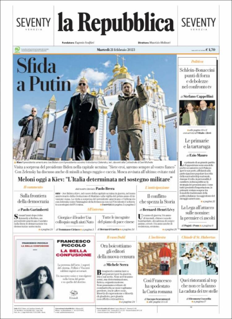 Portada de La Repubblica (Italie)