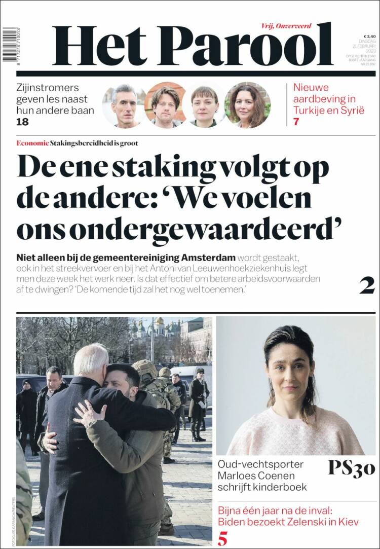 Portada de Het Parool (Países Bajos)