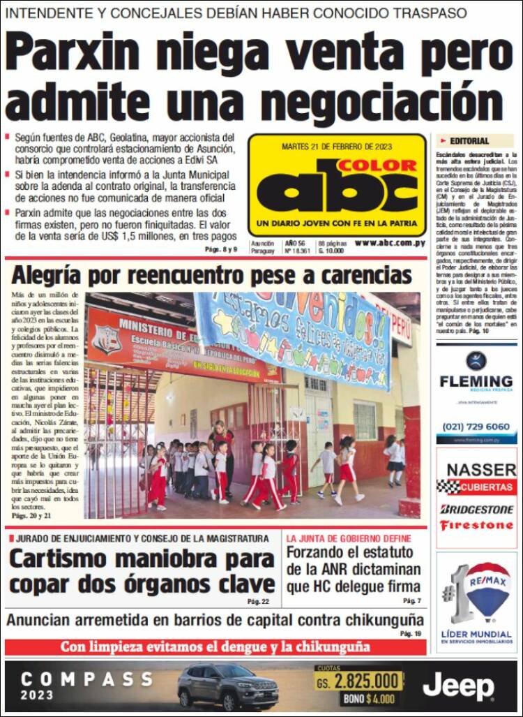 Portada de ABC Color (Paraguay)