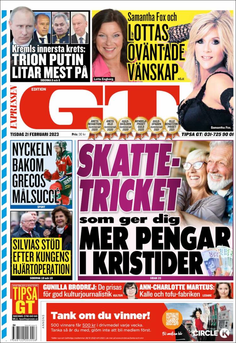 Portada de Göteborgstidningen (Suecia)