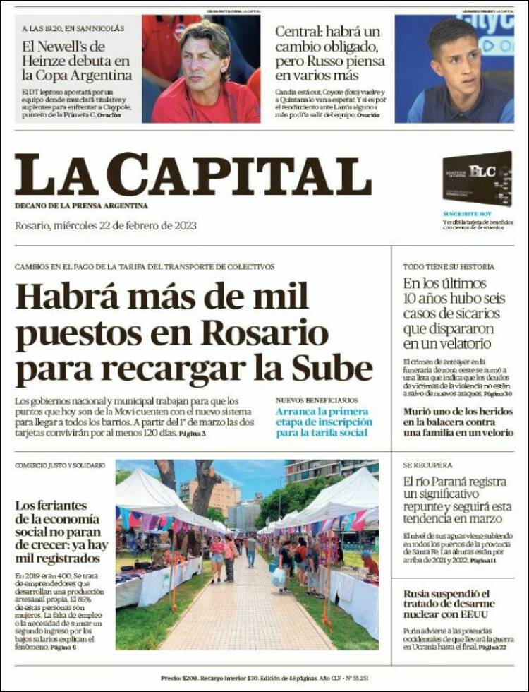 Portada de La Capital - Rosario (Argentina)