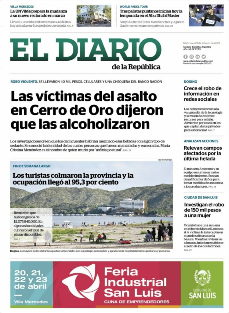 Portada de Diario de la República (Argentina)