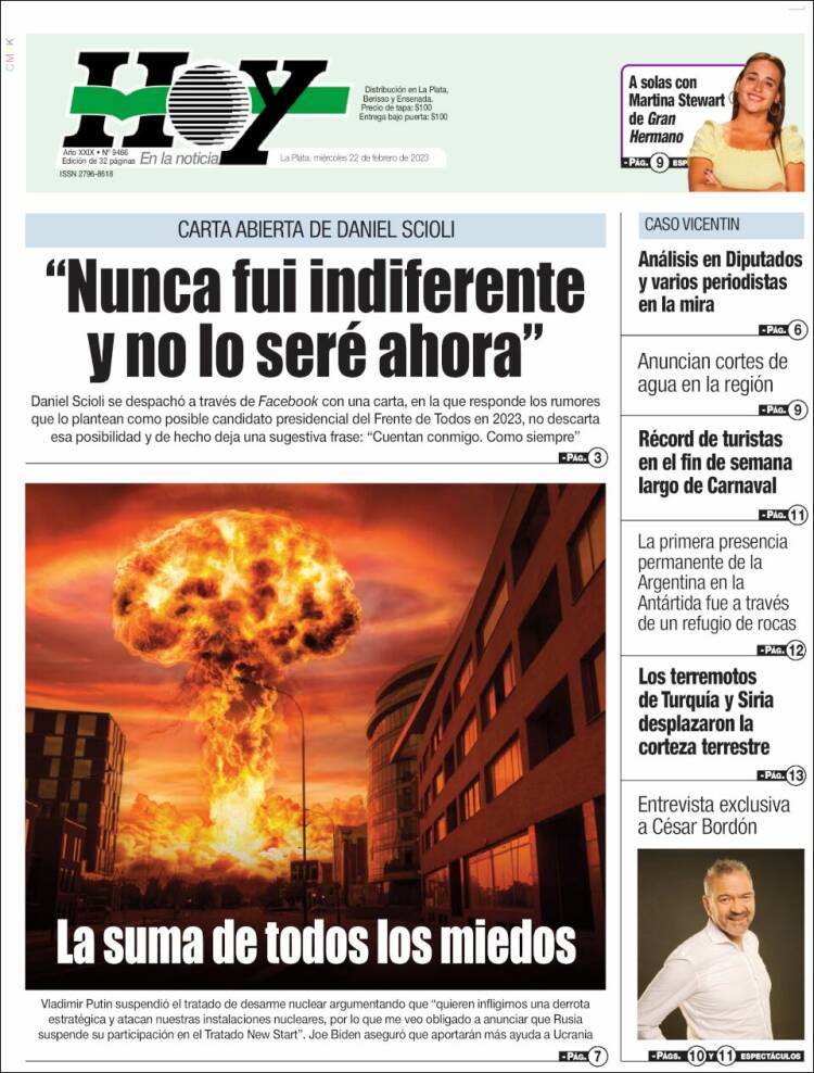 Portada de Diario Hoy (Argentina)