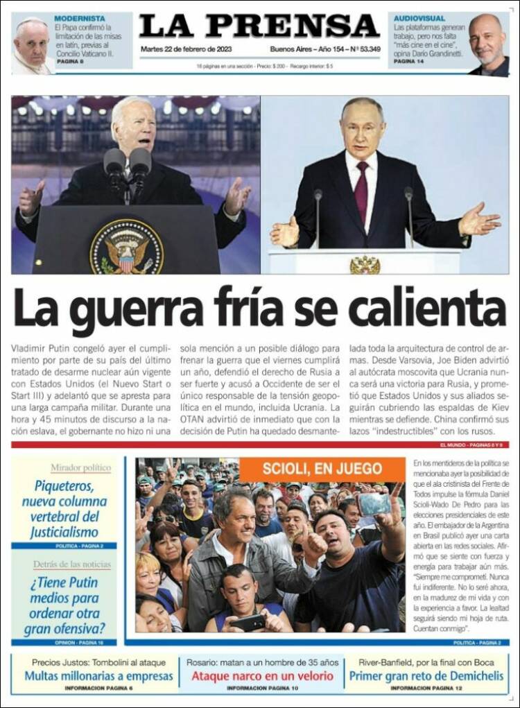 Portada de La Prensa (Argentina)