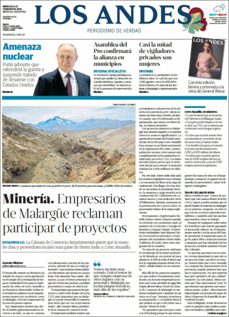 Portada de Los Andes - Mendoza (Argentina)
