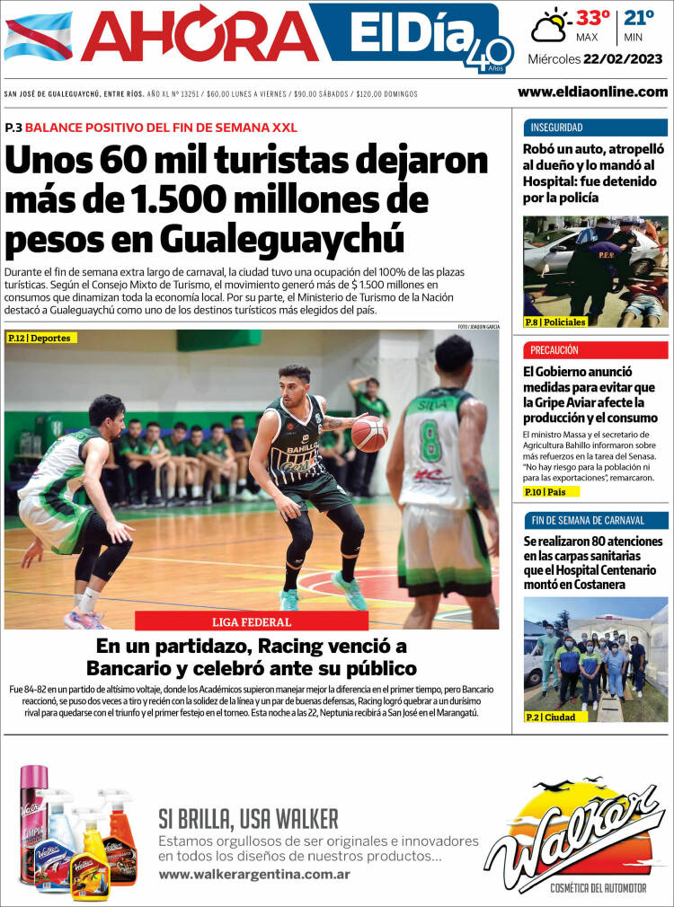 Portada de El Día de Gualeguaychú (Argentina)