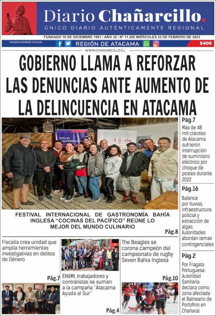 Portada de Diario Chañarcillo (Chile)
