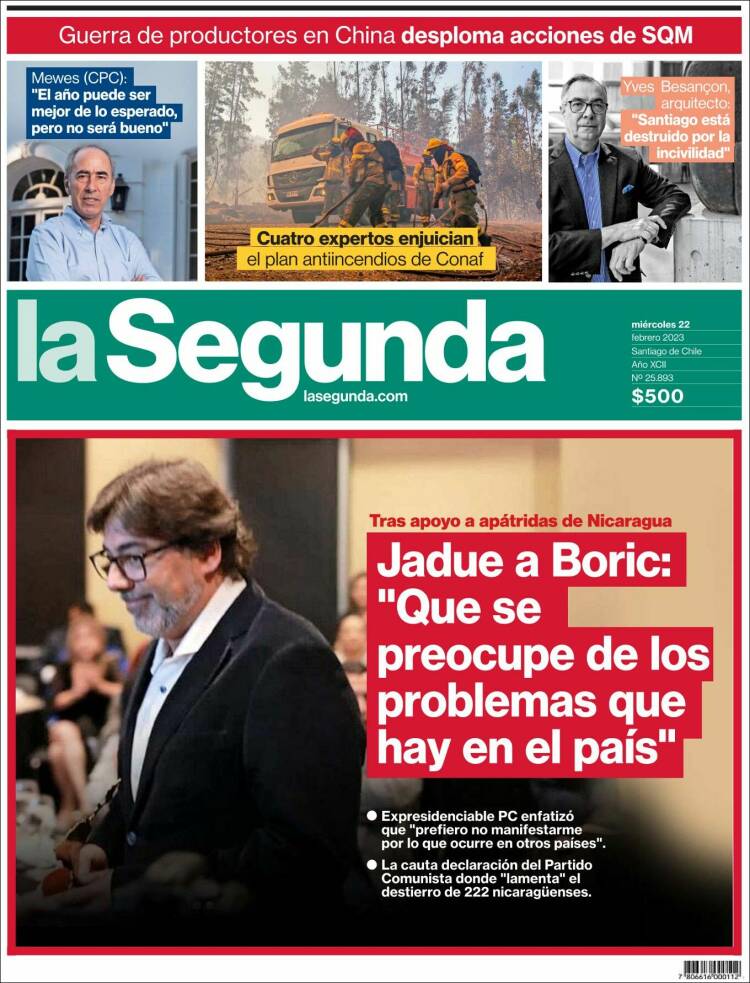 Portada de La Segunda (Chile)
