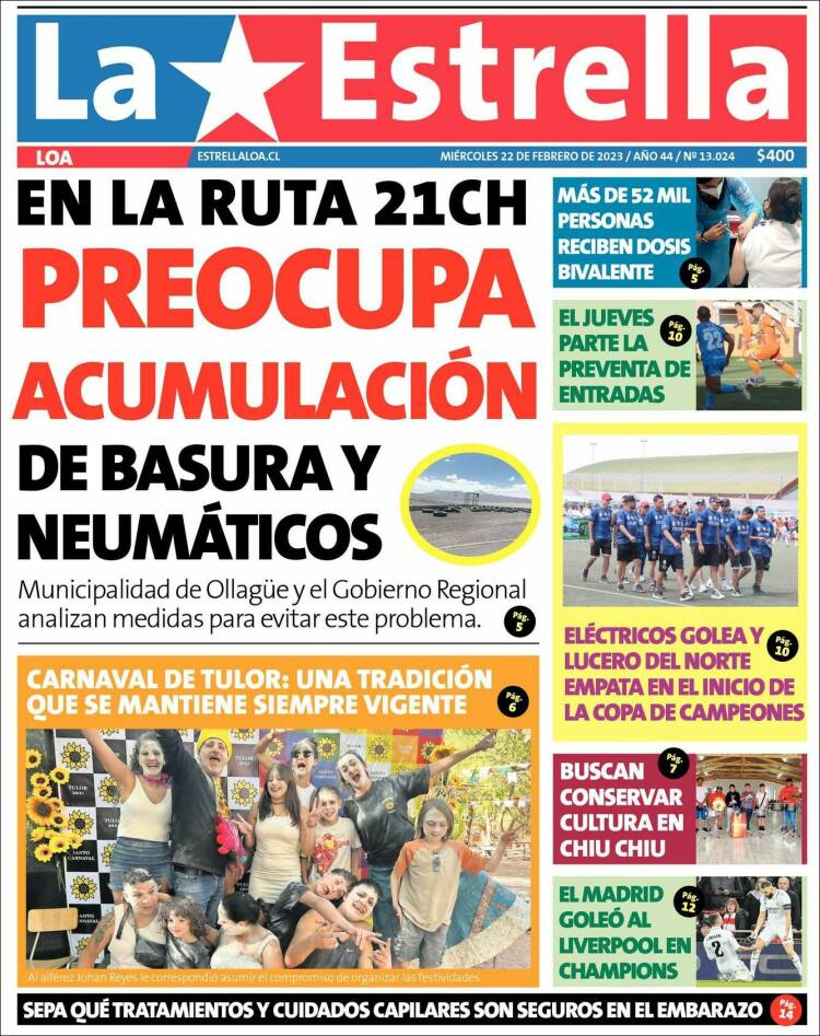 Portada de La Estrella de Loa (Chile)