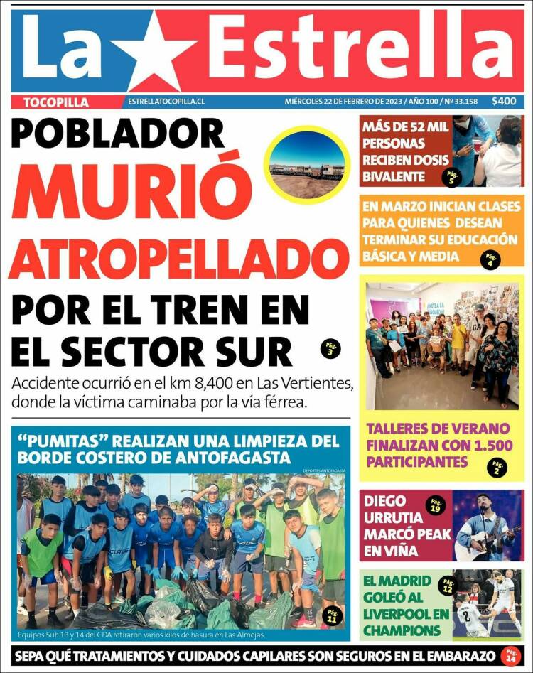 Portada de La Estrella de Tocopilla (Chile)