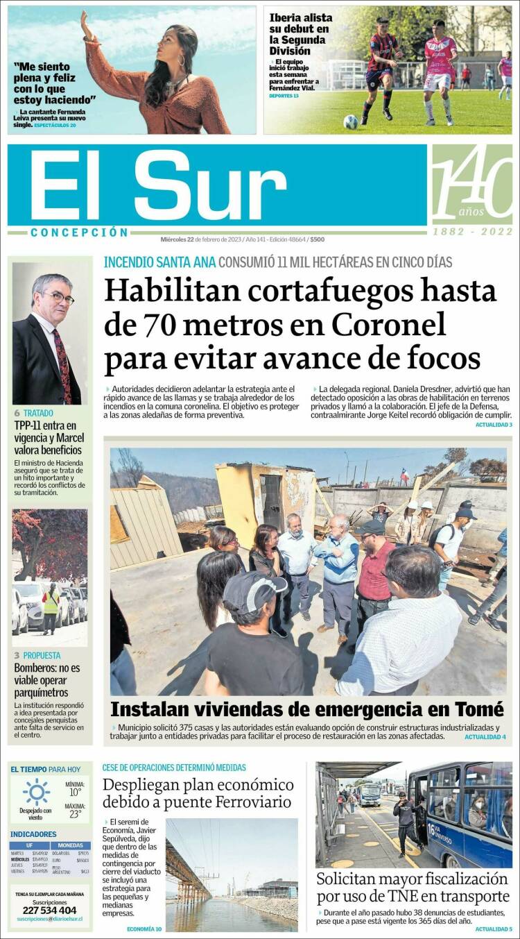 Portada de El Sur (Chile)
