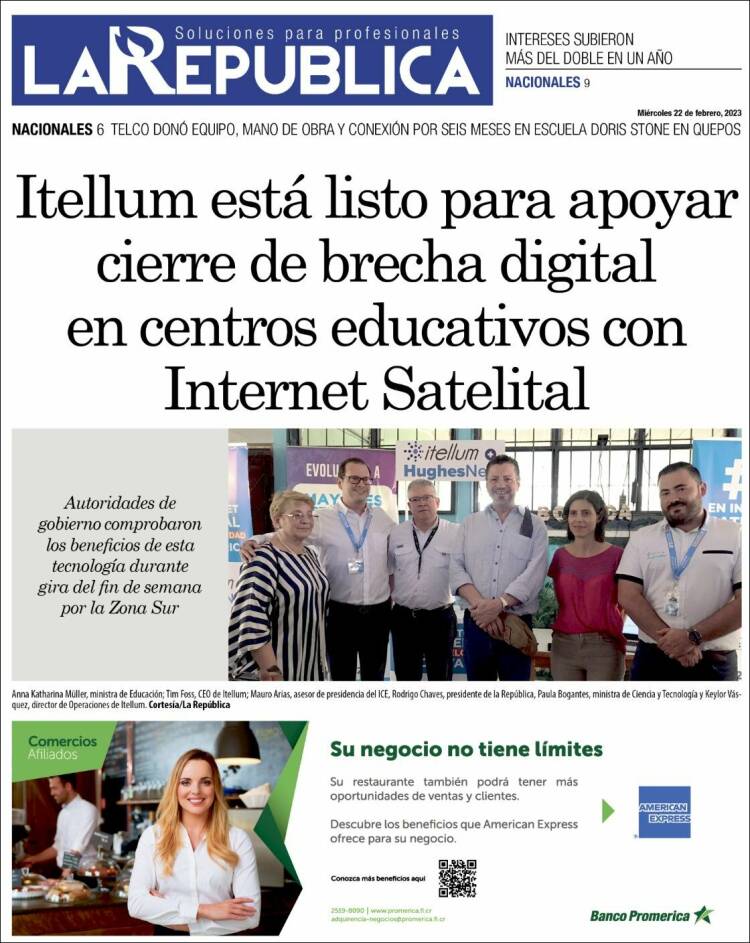 Portada de La República (Costa Rica)