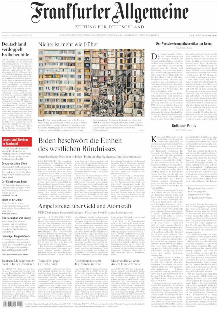 Portada de Frankfurter Allgemeine (Alemania)