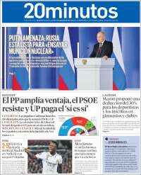 Portada de 20 Minutos - Valencia (Spain)