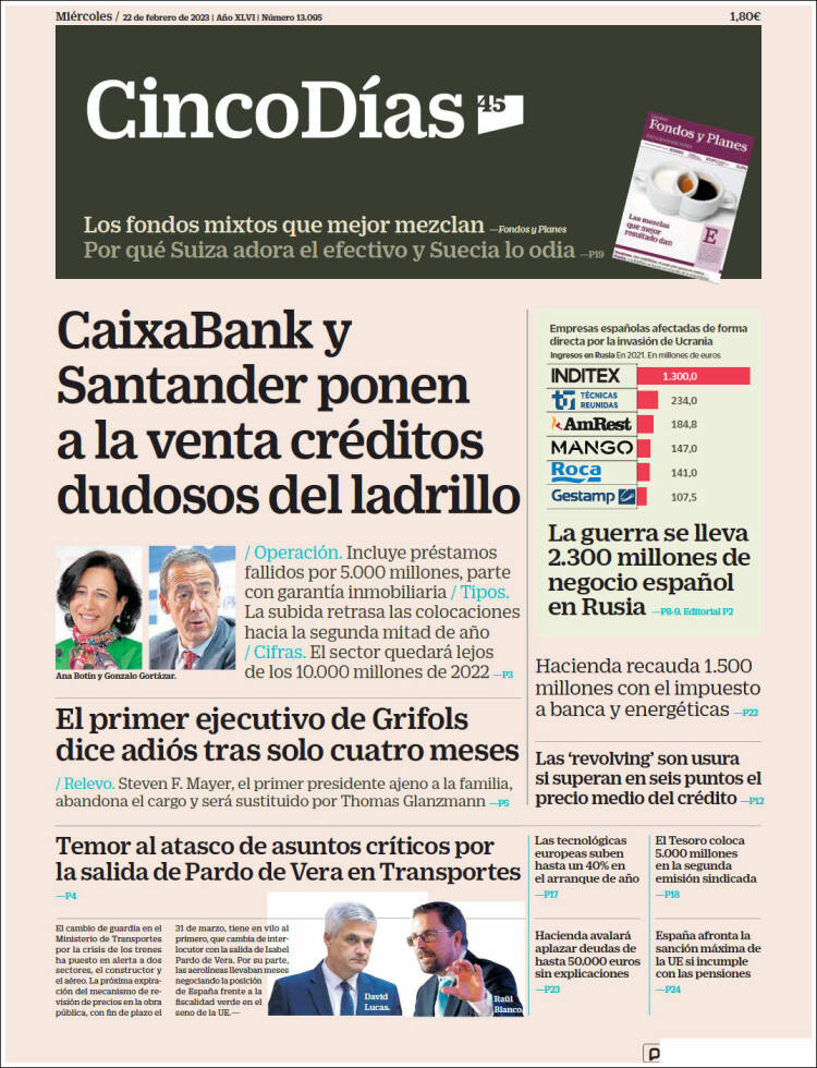 Portada de Cinco Días (Espa&ntilde;a)