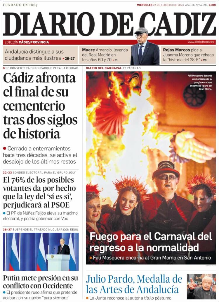 Portada de Diario de Cádiz (Spain)