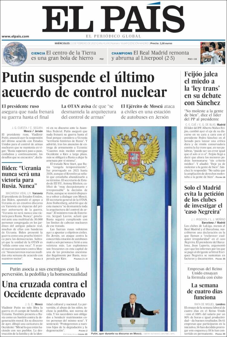 Portada de El País (Spain)