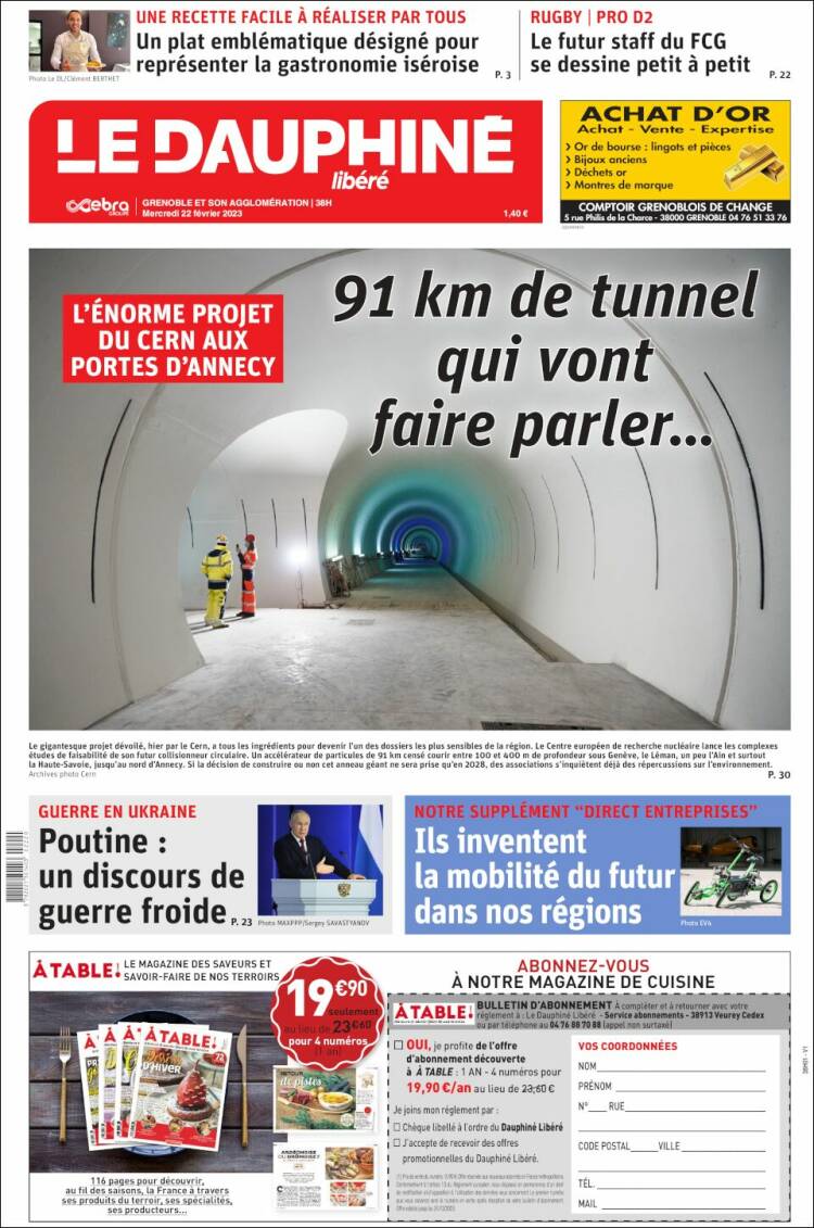 Portada de Le Dauphiné Libéré (Francia)