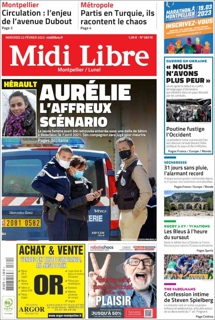 Portada de Midi Libre (Francia)