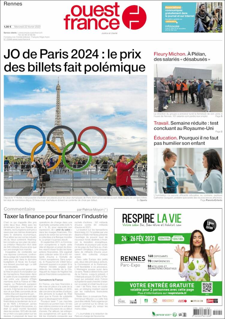 Portada de Ouest France (France)