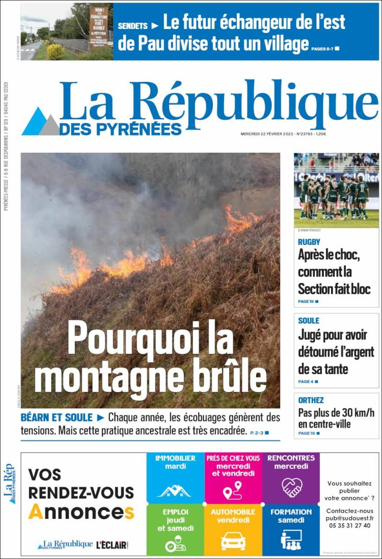 Portada de La République des Pyrénées (Francia)