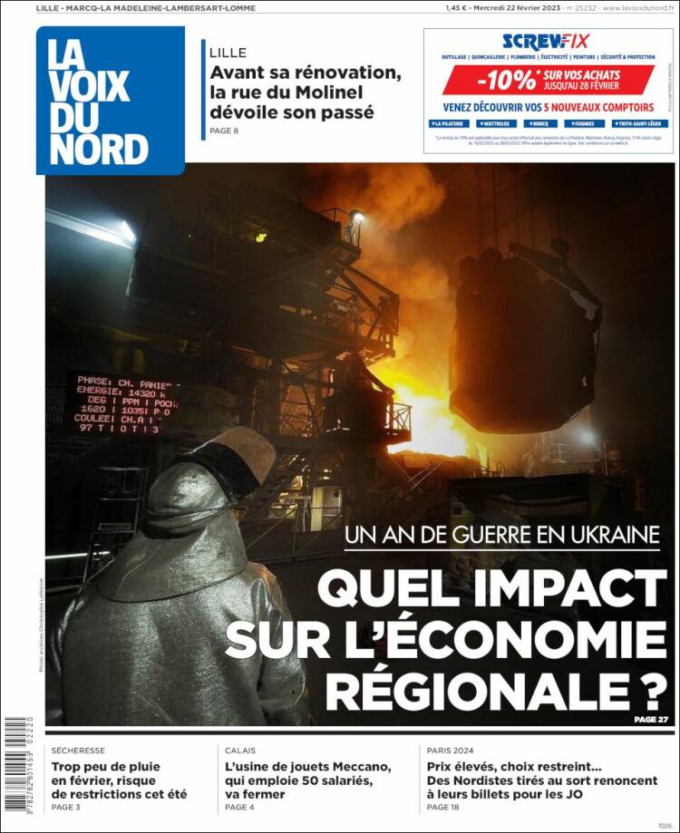 Portada de La Voix du Nord (France)