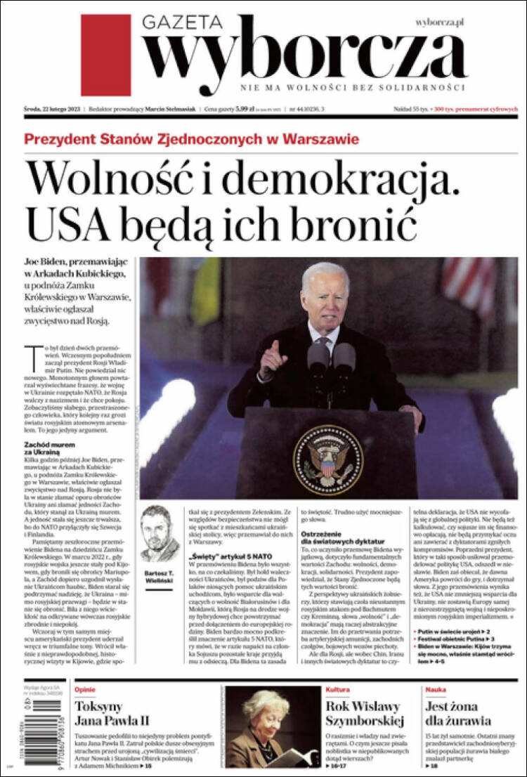 Portada de Gazeta Wyborcza (Polonia)