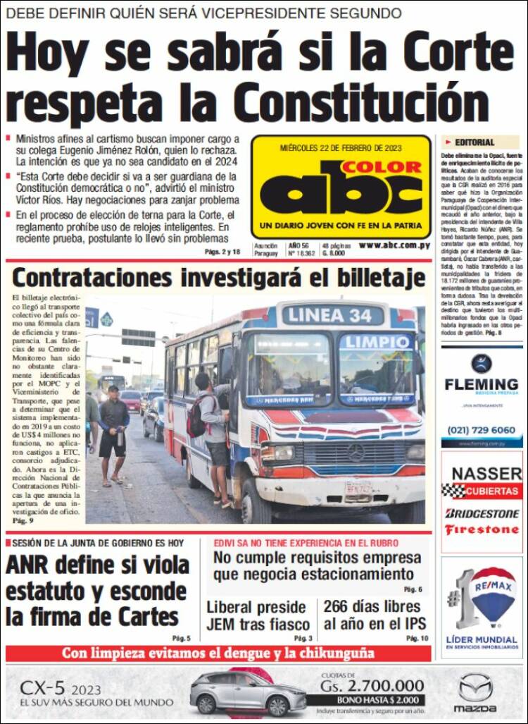Portada de ABC Color (Paraguay)
