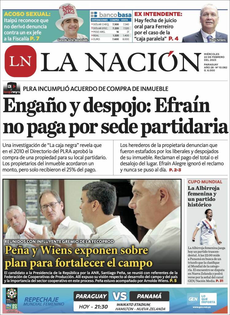 Portada de La Nación (Paraguay)