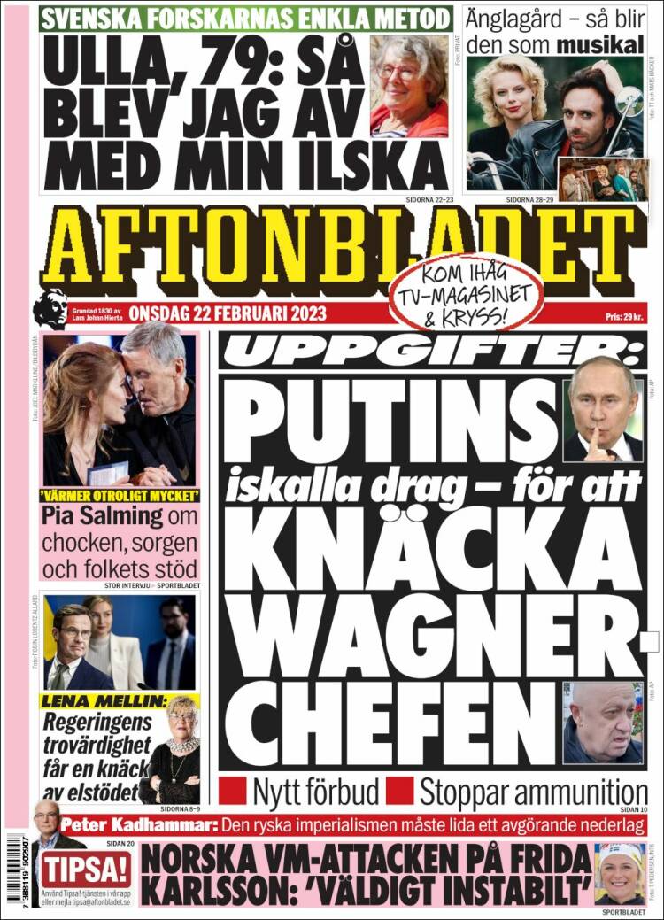 Portada de Aftonbladet (Suecia)
